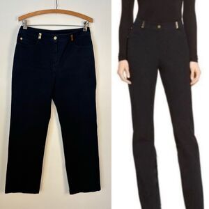 St. John Sport Womens 8 Black Straight Leg Pants Jeans Gold Hardware Belt Loops